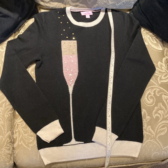 Lilly Pullitzer Cashmere Estelle Bubbly Champagne Holiday Sweater - Picture 7 of 10